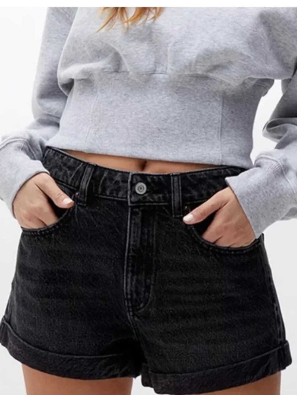 Pacsun Black Distressed Denim Mom Shorts - Size 24
